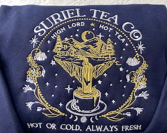 Suriel Tea Co Embroidered Sweatshirt, Acotar The Night Court Embroidered Hoodie, ACOTAR Inspired Shirt, SJM Fantasy Book Lover Gift