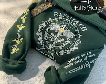 Welcome To The Fourth Wing Embroidered Sweatshirt, Basgiath War College Embroidered Hoodie, Iron Flame, Onyx Storm Merch, Fantasy Book Shirt