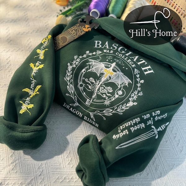 Welcome To The Fourth Wing Embroidered Sweatshirt, Basgiath War College Embroidered Hoodie, Iron Flame, Onyx Storm Merch, Fantasy Book Shirt