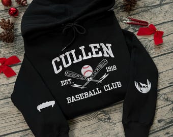Cullen Baseball Club Twilight Embroidered Sweatshirt And Hoodie, Vampire Saga Inspired, Eclipse Breaking Dawn New Moon Shirt, Bookish Gift