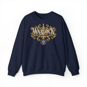 DnD Warlock Class Embroidered Sweatshirt, D&D Embroidered Hoodie, Dungeons and Dragons Character Inspired, Gift For Gamer