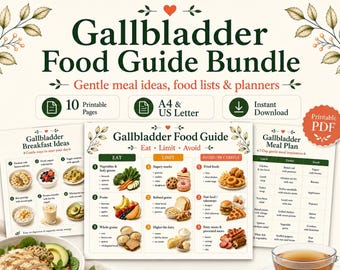 Gallbladder Food Guide Bundle | Meal Plan, Food List, Tracker (Digital Download)