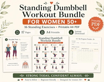 Standing Dumbbell Workout Bundle for Women 50+ | Printable Fitness Guide (A4 PDF)