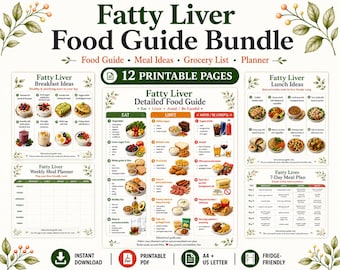 Fatty Liver Food Guide Bundle | Eat, Limit, Avoid Food List (Digital Download)