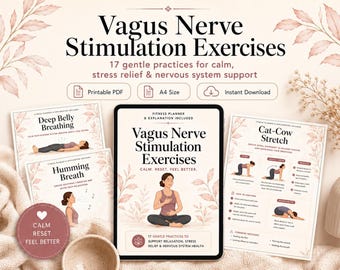 Vagus Nerve Stimulation Exercises Bundle | Nervous System Reset Printable | Breathing Exercises PDF | Relaxation Guide