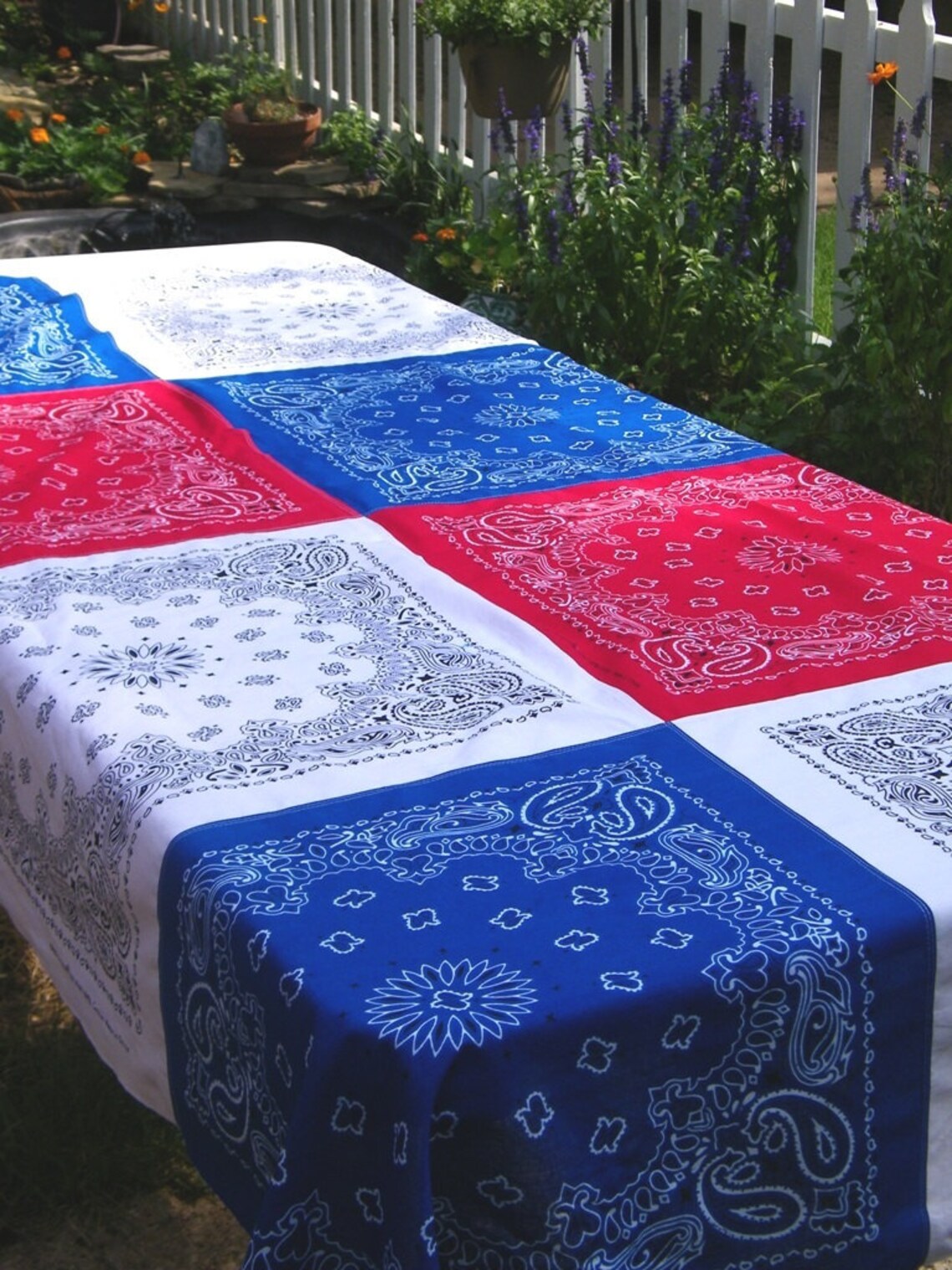 Patriotic Bandana Tablecloth 4th of July Memorial Day Etsy