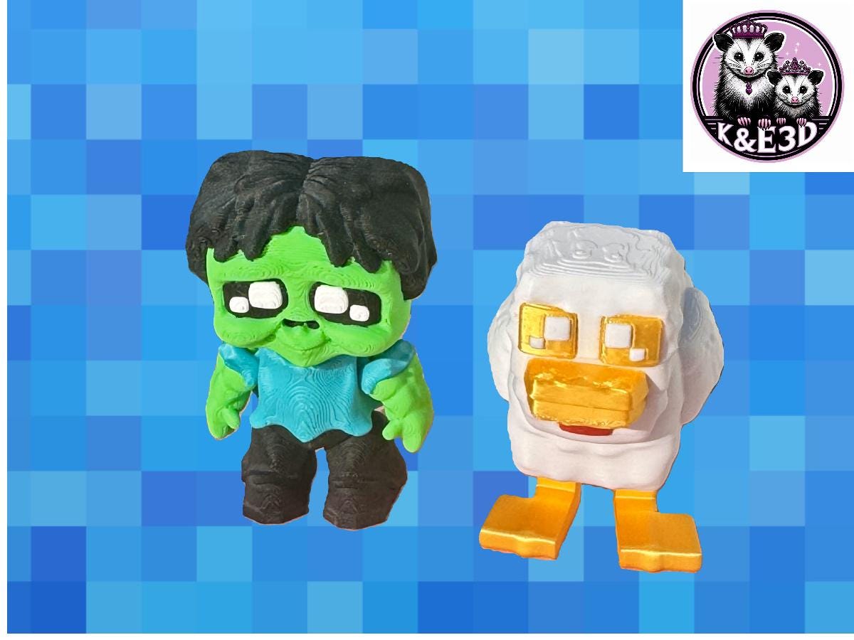Minecraft Chicken Inflatable 3D Printed Articulated Minecraft Chicken and Jockey Fidget - Etsy