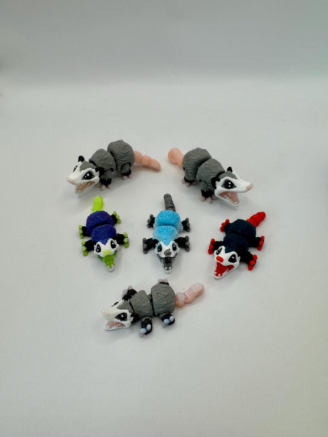 3D Printed Mini Possum Articulated Animal Figure – Grey Marsupial Toy