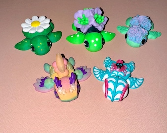 3D Printed Turtles Dream Floral Spider Glow Fidget Articulated