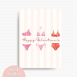A6 Galentines Day Card digitaal downloadbaar voor strandliefhebbers, vriendin, bestie, zus, soulmate, last minute cadeau DIY, bikini's, badmode