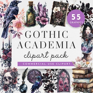 Dark Academia Bookish Clipart, Dark Academia Clipart for Commercial Use, Junk Journal Sticker, Gothic Romance Clipart, Gothic Arch PNG