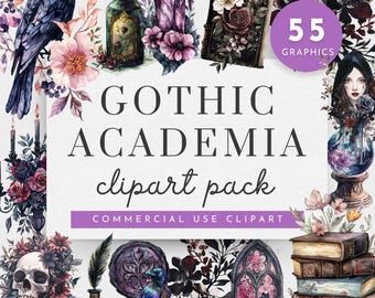 Dark Academia Bookish clipart, Dark Academia clipart voor commercieel gebruik, Junk Journal Sticker, Gothic Romance clipart, Gothic Arch png