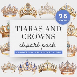 Gold Tiara Clipart, Tiaras und Kronen Clipart, Prinzessin Tiara Clipart, Regency Clipart, Prinzessin Geburtstag Clipart, Tiara Krone Clipart