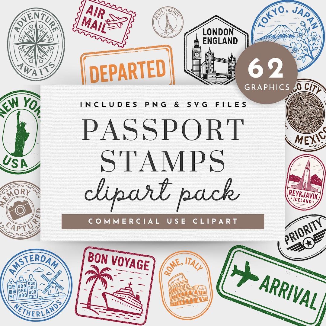 Passport Stamps Clipart, Passport Stamp Clipart SVG, Passport Stamp Png ...