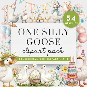 Clipart One Silly Goose, Clipart Spring Baby Goose, Clipart One Silly Goose verjaardag png, Clipart Gans met ballon, Ganzen PNG