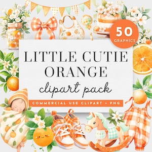 Eine kleine süße Babyparty Clipart, Baby Booties Clipart, süße Orange Clipart, Lokal gewachsen PNG, Orange Blüte PNG, Orange Frucht Clipart