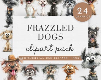 Frazzled Dog Clipart, Crazy Dogs Clipart, Quirky Dogs Digital Clipart, Funny Animal Clipart, Funny Dog PNG,Cute Dogs Clip Art Commercial Use