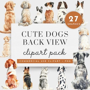 Hund Clipart von hinten, ausgefranste Hunde Clipart, Hunde von hinten Ansicht Clipart Bundle, Familien Clipart mit Hunden, Hunderasse Clipart, süßer Hund PNG
