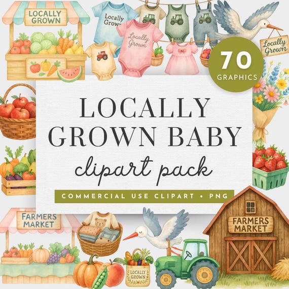 Baby Farmers Market Clipart, Locally Grown Baby Shower Clipart, Locally Grown Clipart, Farmers Market Png, Farm Market Clipart