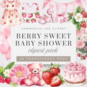Beere süße Baby Dusche Clipart, Erdbeer Mädchen Clipart, Erdbeer Baby Clipart für kommerzielle Nutzung, Baby Booties Clipart, lokal gewachsen PNG