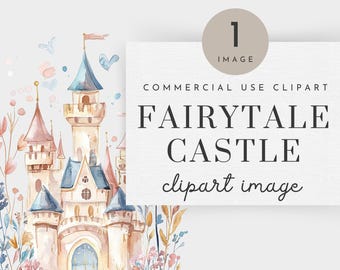 Magical Castle Floral PNG, Watercolor Pink Princess Clipart, Fairytale Clipart, Princess And Castle Png, Princess Carriage Clipart