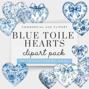 Imágenes prediseñadas de San Valentín chinoiserie, imágenes prediseñadas de corazones de San Valentín, imágenes prediseñadas de la fiesta del té de San Valentín, imágenes prediseñadas de toile azul, imágenes prediseñadas de flores de toile azul
