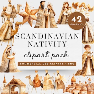 Christmas Cute Nativity Clipart,Scandi Christmas Clipart Watercolor Christmas Nativity Scene Clipart,Jesus Christmas Clipart,Jesus Birth Png