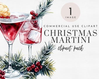 Kerst martini clipart, aquarel kerst clipart martini, kerst clipart voor commercieel gebruik, aquarel vakantie ClipArt, png