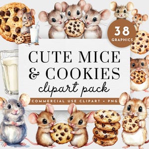 Clipart di topo e biscotto, Clipart di un dolce biscotto, PNG di compleanno di latte e biscotto, Clipart di topo, PNG di compleanno di biscotti e latte