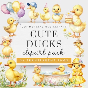 Glückliche Ente Clipart, gelbe Ente Clipart, eine glückliche Ente, süße Enten Clipart, Geburtstag Ente Clipart, wunderliche Ente Clipart, Bauernhof Clipart