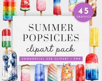 Popsicle Stick Clipart, Popsicle Designs PNG, Pool Party Clipart Bundle, Beach Party Clipart, Cute Summer Clipart, Ice Cream Bar Clipart