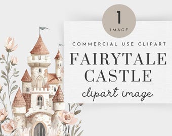 Magical Castle Floral PNG, Watercolor Pink Princess Clipart, Fairytale Clipart, Princess And Castle Png, Princess Carriage Clipart