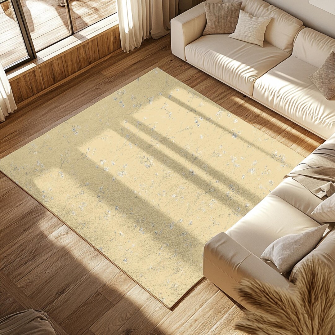 Butter Yellow Wildflower Print, Tiny Floral Cottage Print | Easy-care ...
