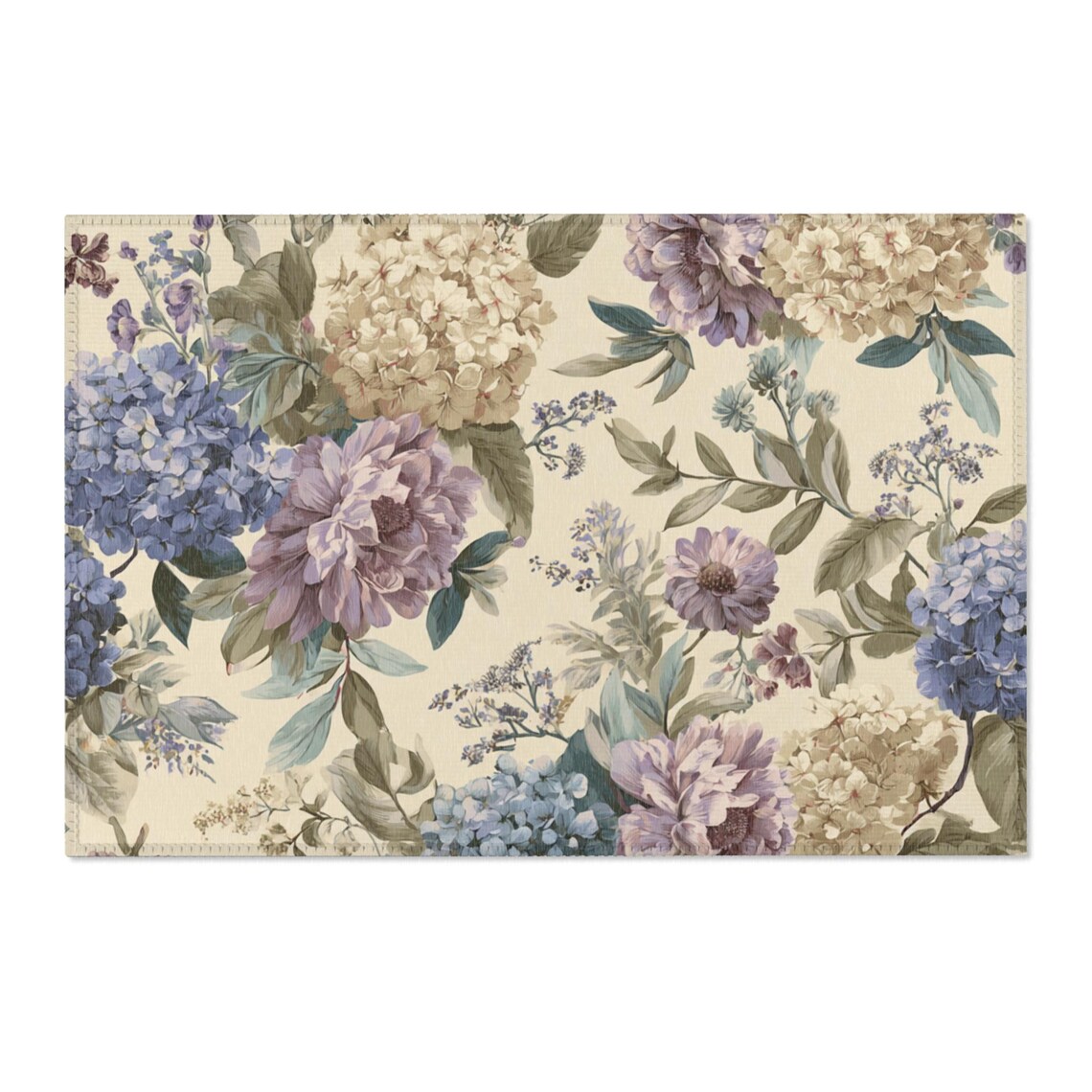 Vintage Floral Area Rug, English Garden Hydrangea Rug, Cottage Peony ...