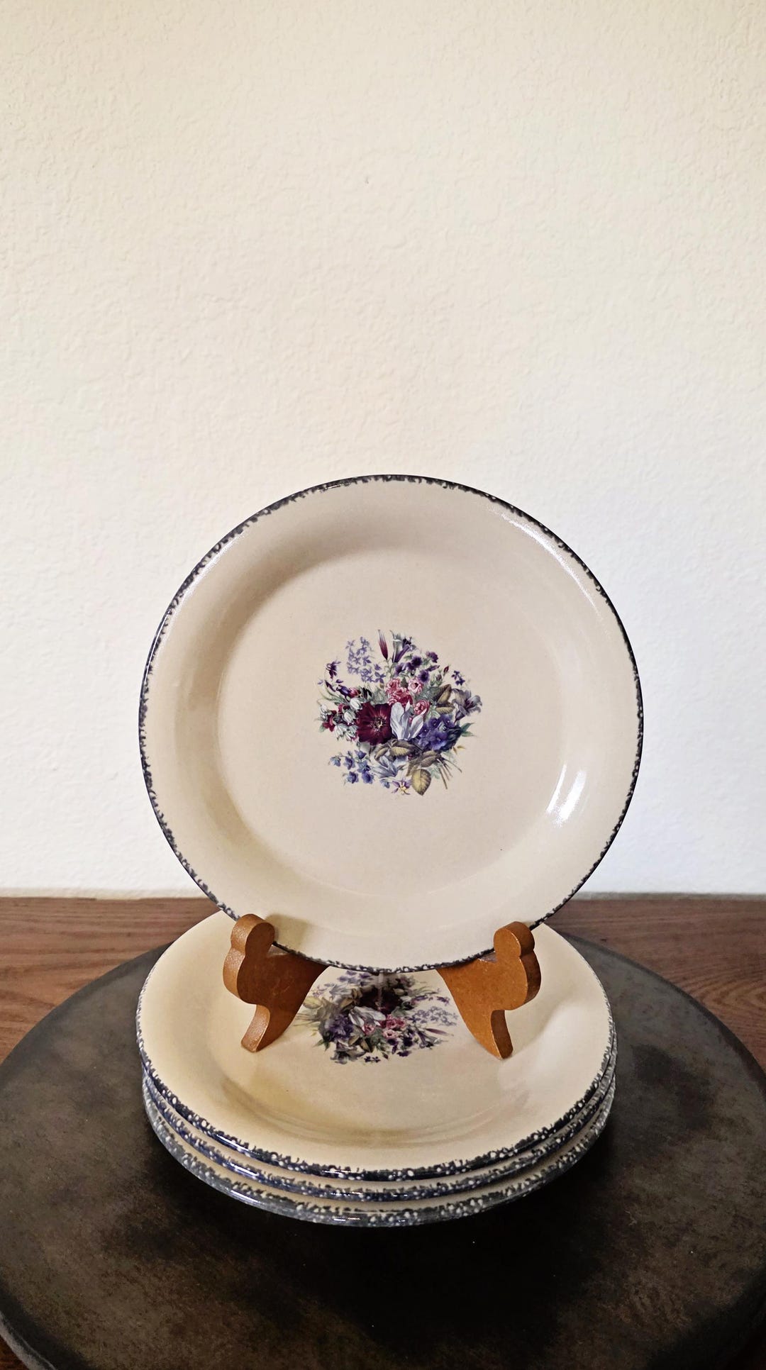 Set of 4 Floral Collection Home & Garden Party Ltd Salad Plates Saucers