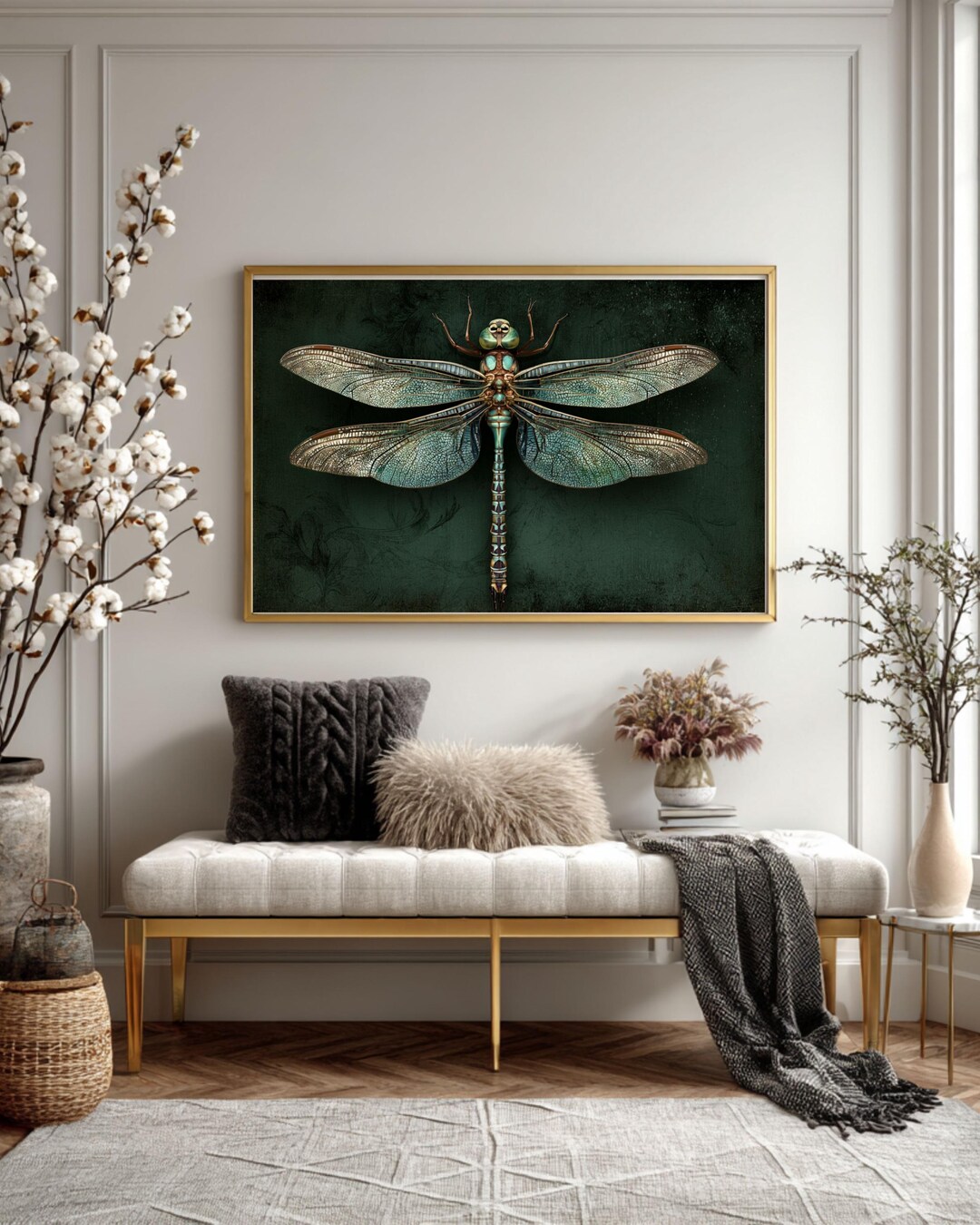 Vintage Dragonfly Wall Art, Realistic Insect Specimen Canvas Print ...
