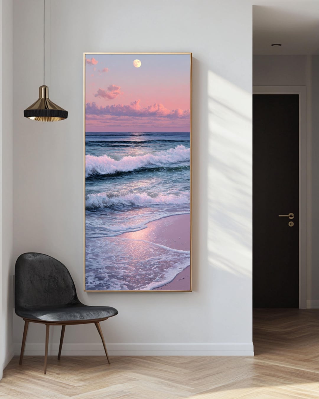 Ocean Sunset Wall Art | Pastel Pink & Lavender Seascape Canvas Print ...