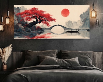 L0882 ヴィンテージ 日本掛け軸 絹 手描き 水墨画 風景画 - Etsy 日本