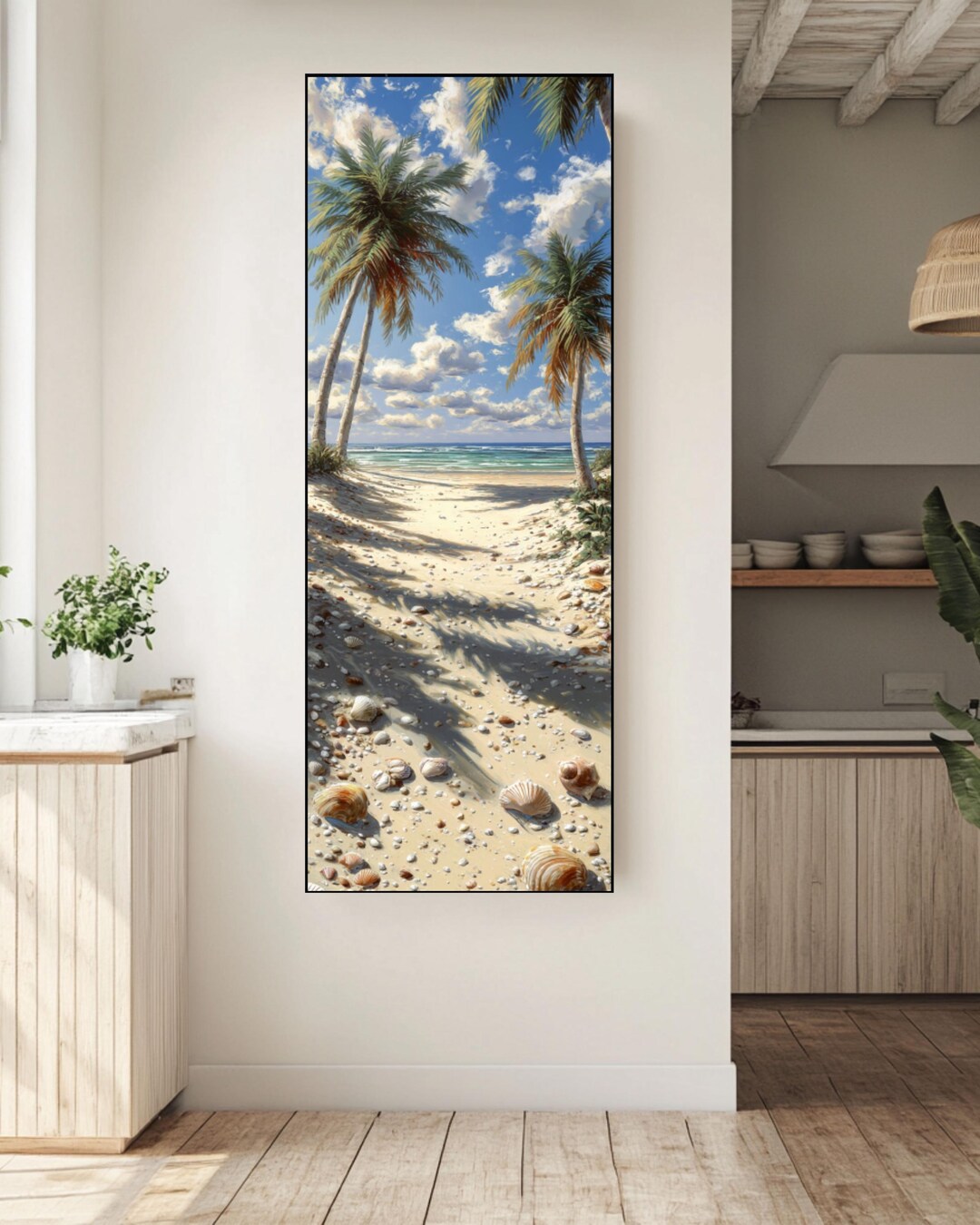 Tropical Beach Wall Art | Palm Tree Oil Painting Inspired Canvas Print ...