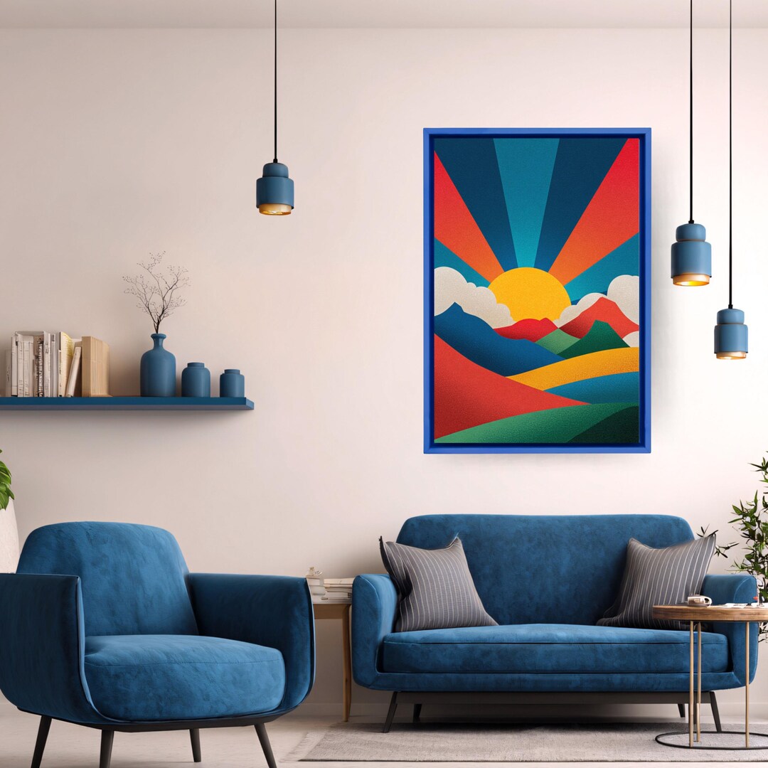 Soviet Constructivism Sun Mountain Wall Art, Abstract Geometric Canvas ...