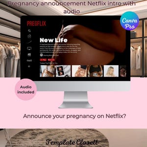 Digital Pregnancy Announcement Video, Baby Reveal Netflix template, Canva pregnancy announcement instagram, video editable Instant Download