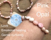 PINK OPAL BRACELET peruvian amulet love emotional healing heart nurturing yoga festival shaman pagan seed potato beads fair trade