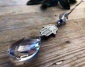 HAMSA RAINBOW MAKER Eye protection cut glass crystal tear drop charm wall window decoration - sun catcher elemental healing Feng Shui