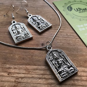 LORD SHIVA SET pendant earrings  Charm om Necklace - shiva trident  Protection puja shrine worship trishula triton hindu hinduism