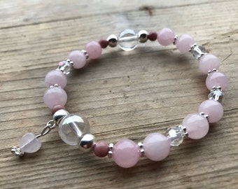 AMOUR AMITIÉ GUÉRISON équilibre quartz rose rhodochrosite coeur bracelet cadeau - coeur guérisseur charme pendre - valentin meilleur ami