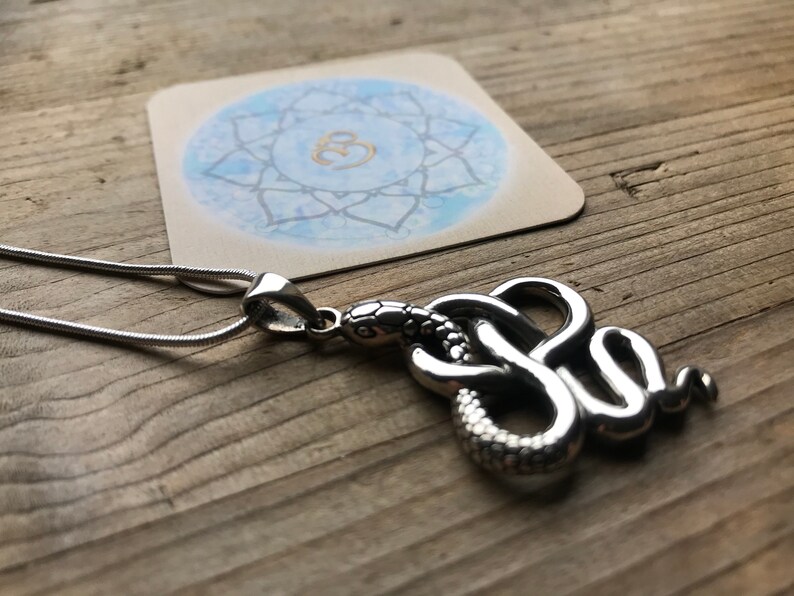 LARGE SNAKE PENDANT 925 Sterling silver huge charm druid pagan wiccan coiled infinity figure eight serpent kundalini shakti