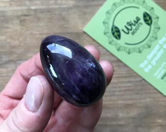 purple AMETHYST POCKET EGG carved crystal third eye intuition . medium  egg 40mm