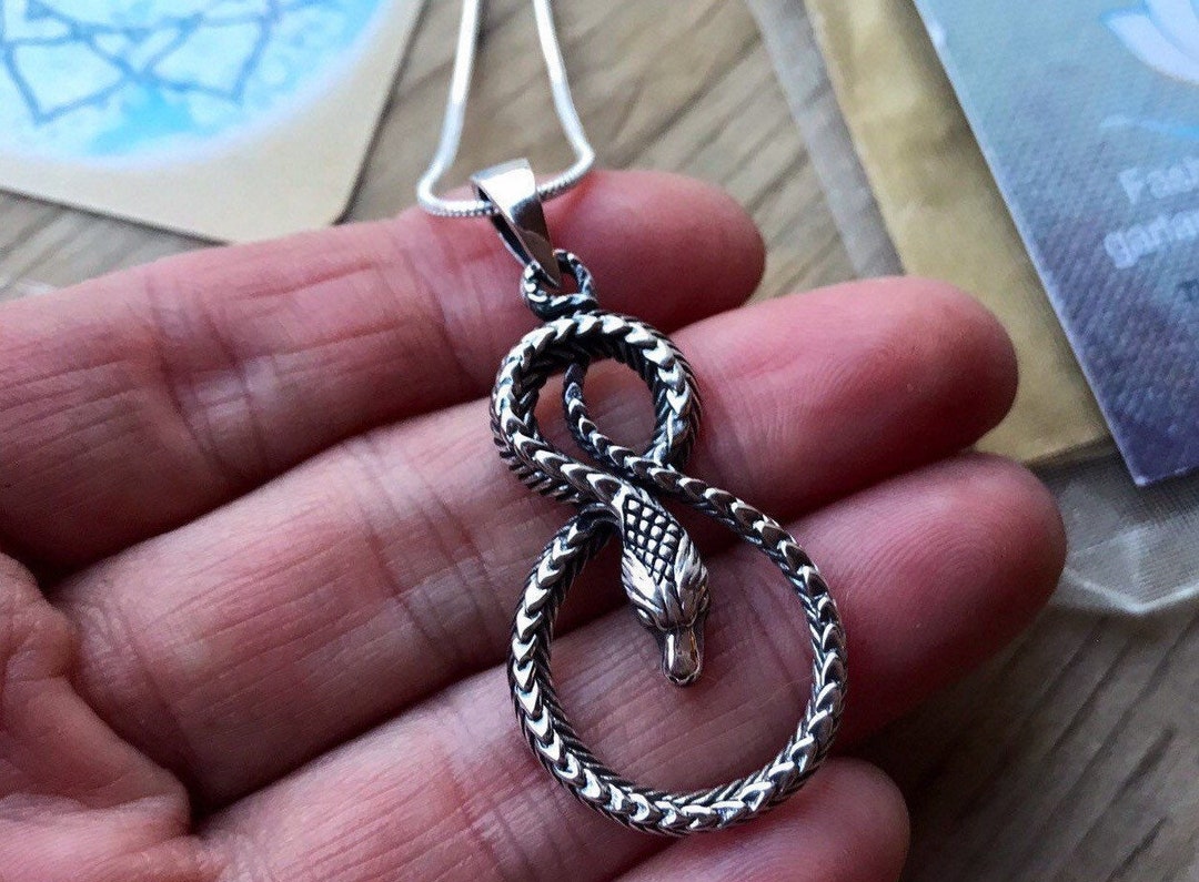 INFINITY SNAKE PENDANT Sterling Silver Huge Charm 925 Druid Etsy