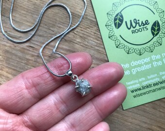 rough RAW DIAMOND PENDANT ethically sourced diamond set in sterling Silver cage . aries gift . lovers gift . girlfriend gift rough diamond