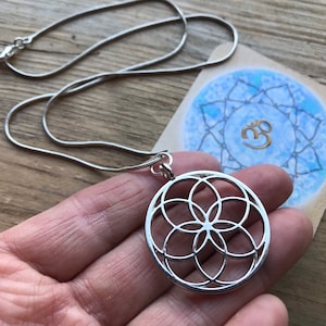 Silver FLOWER OF LIFE pendant  protection talisman amulet pendant - sacred geometry - universe octahedron creation numerology 6